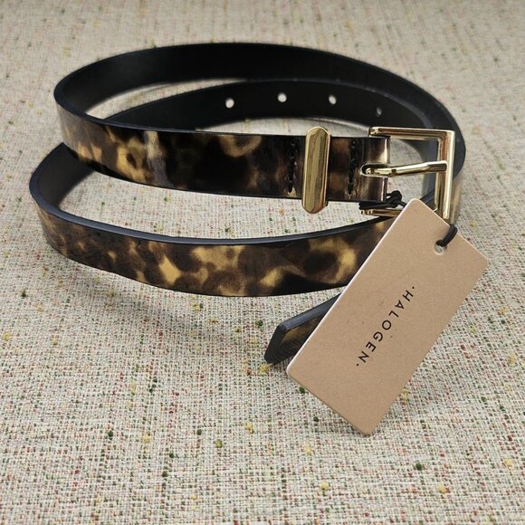 Halogen Accessories - HALOGEN Women Waistband Animal Print Faux Leather Vegan Skinny Belt Size M 33in